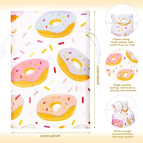 20 Parça Donut Parti Çanta Donut Çuval Çanta Donut İpli Parti Favor Çanta Düğün Bebek Duş Donut Doğum Günü Parti Malzemeleri