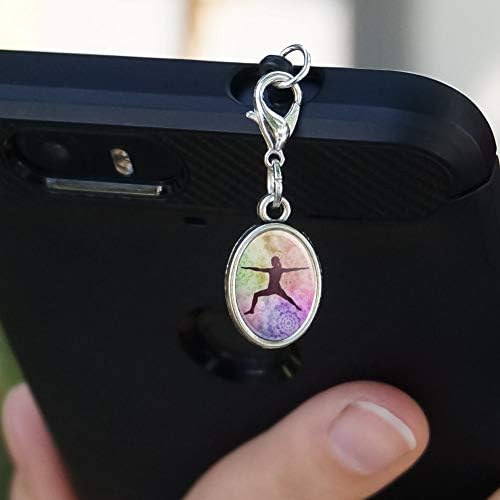 GRAFİKLER ve DAHA FAZLASI Warrior II 2 Yoga Poz Cep Telefonu Kulaklık Jakı Oval Çekicilik iPhone iPod Galaxy için uygun