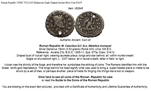 105 BT Roma Cumhuriyeti 105BC VULCAN Hephaestus Aquila Ori madeni para İyi