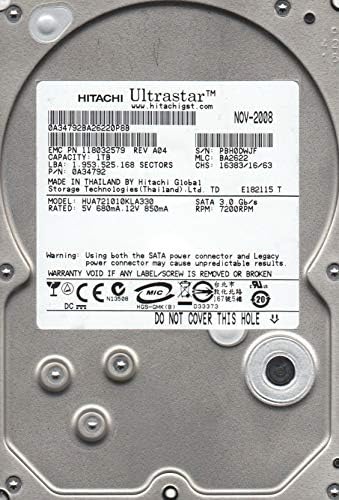 HUA721010KLA330, PN 0A34792, MLC BA2622, Hitachi 1 TB SATA 3,5 Sabit Disk (Yenilenmiş)