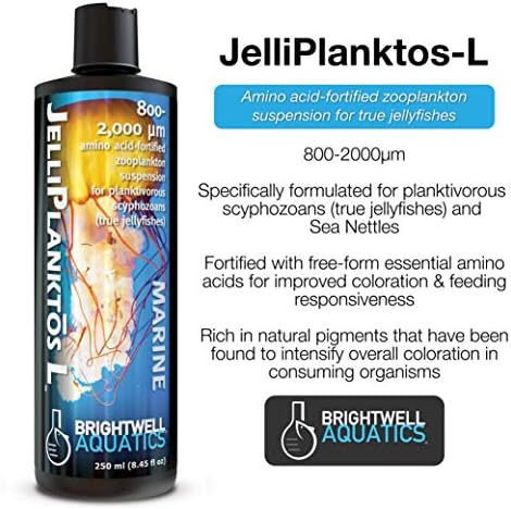 Denizanası Beslemek için Brightwell Aquatics JelliPlanktos L - Zooplankton Süspansiyonu, Amino Asit Takviyeli, 800-200 Mikrometre