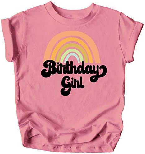 Retro gökkuşağı doğum günü kız bebek ve yürümeye başlayan kızlar doğum günü kıyafetler için renkli gömlek