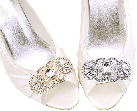 ElegantPark BG 2 Adet Ayakkabı Klipler Antik Maske Tasarım Rhinestones Düğün Parti Dekorasyon Gümüş