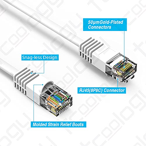 TCoology Cat6 Ethernet Yama Kablosu - UTP Ethernet Ağ Önyükleme Kablosu-RJ45, Telli, 550Mhz, LAN, UTP, Saf Çıplak Bakır Tel,