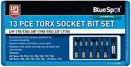 Mavi Nokta Araçları Araçları 01503 Torx Soket Bit Seti (T8-T70)