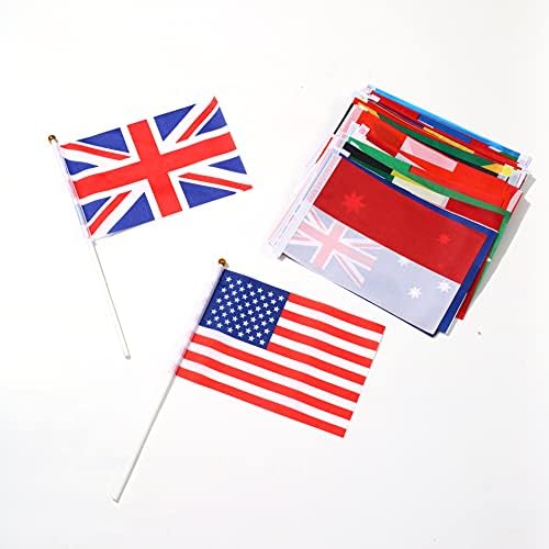 100 Ülke Bayrakları, Uluslararası Ülke Sopa Bayrağı Küçük Mini El Çubuk üzerinde Yuvarlak Top,her kıtada Dünya ülkeleri Bayrağı