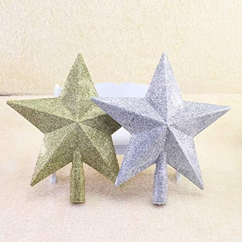 NUOBESTY Glitter Noel Ağacı Topper Yıldız Treetop Noel Ağacı Dekorasyon veya Ev Dekor için Sert Plastik 3 Adet (Altın Gümüş