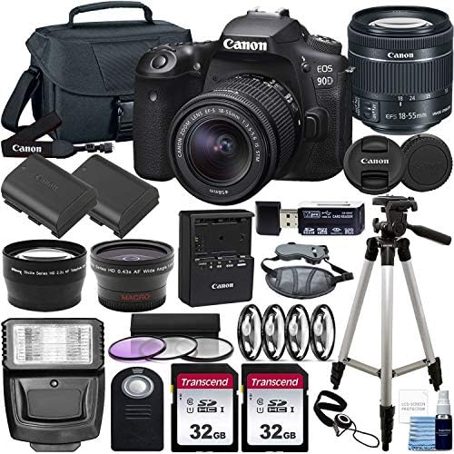 Canon EOS 90D DSLR Fotoğraf Makinesi ve Canon EF-S 18-55mm f / 3.5-5.6 ıs STM Lens ve Lüks Aksesuar Paketi-Şunları içerir: