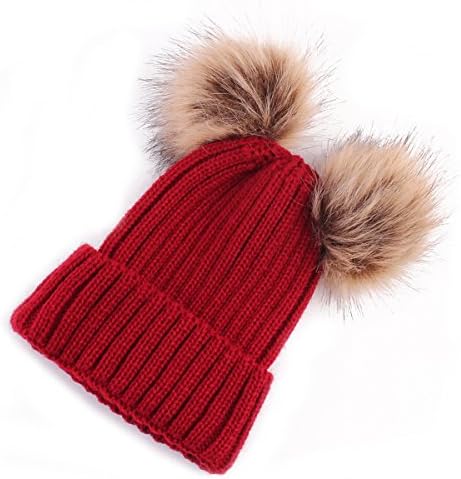 oenbopo Bebek Kış Sıcak Şapka Çocuklar Kış Örme Şapka Çocuk Örgü Bere Örgü Pom Kürk Pom Şapka Tığ Kayak Kap