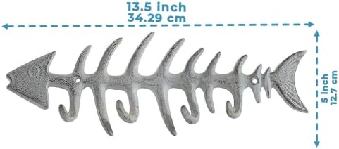 Dekoratif Balık Kemikleri Duvara Monte Havlu Askısı Comfify tarafından-Şık Dökme Demir Askı w / 4 Balık Kanca-Vidalar ve Çapalar