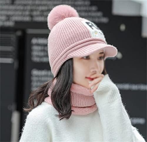 Mandz. Kış Şapka Ve Önlük İki parçalı Kadın Sıcak Sonbahar Ve Kış Artı Kadife Kalın Ördek Dil Yün Şapka (Renk: C, Boyutu: Bir