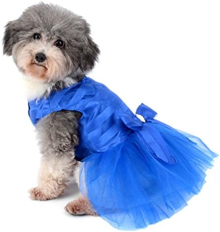 Ranphy Yeni Yay Çizgili Prenses Elbise için Küçük Köpek / Kedi Kız Tül Tutu Etek Köpek Giyim Doggy Sevimli Yaz Zarif Düğün