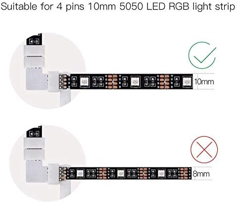 L Konektörü 4 Pins RGB Konektörü 10 Paket LEMIL 10mm Geniş Sağ Açı Köşe Lehimsiz adaptör Konnektörü için 3528/5050 Renkli SMD