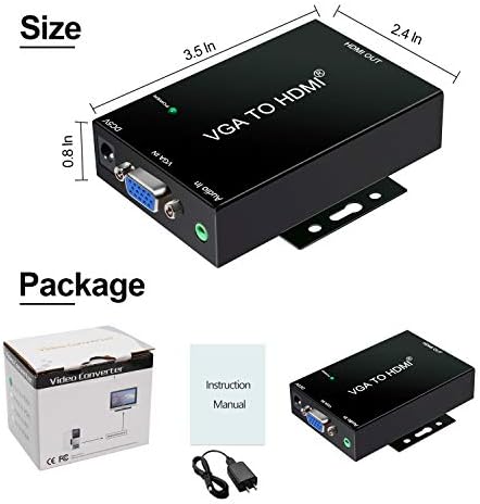 VGA HDMI Adaptörü Dönüştürücü 1080 P ile 3.5 mm Ses Ses ve DC 5 V Güç Kaynağı için PC Dizüstü Ekran Bilgisayar Mac Projektör