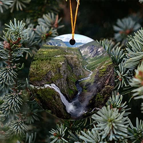 Noel Süs Şelale Norveç Hardanger Doğa Manzara Nehir Noel Ağacı Asılı Hatıra, Çift Taraflı Porselen / Seramik Süs, Arkadaşlar