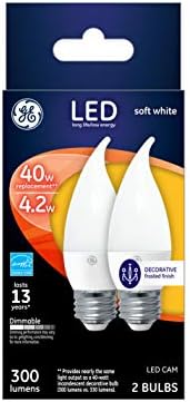 GE Aydınlatma 24310 Buzlu Kaplama Kısılabilir Dekoratif Yumuşak Beyaz LED 4.2 (40 watt Değiştirme), Orta Tabanlı 200 Lümenli