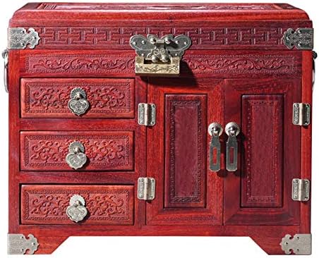 Kırmızı Gülağacı Maun mücevher kutusu Antika Yüksek Dereceli Katı Ahşap saklama kutusu ile Kilit mücevher kutusu Ev