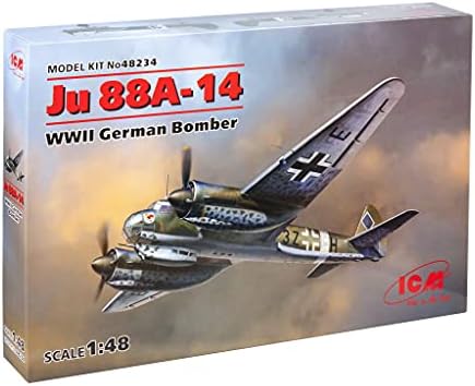 Alman Bombardıman Uçağı Ju 88A-14, 2 MW 1/48 Ölçekli Plastik Model Seti ICM48234