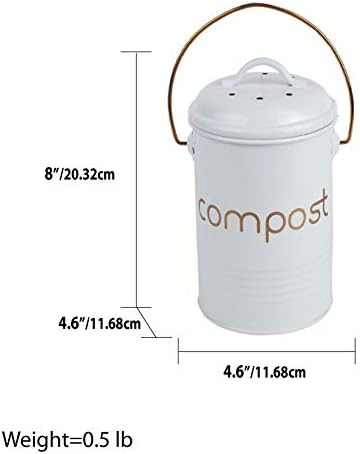 Ev Temelleri Grove Kompakt Tezgah Kompost Kutusu Kova Mutfak Gıda Artıkları Kapaklı Dayanıklı Çelik ve Kullanımı kolay Sap,