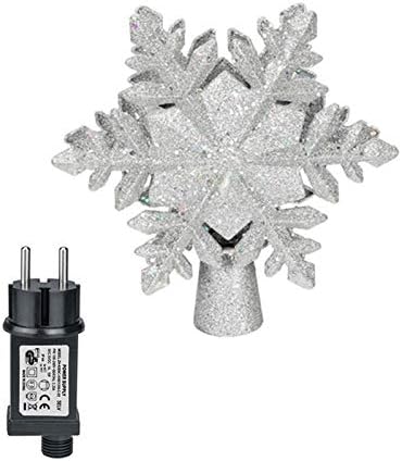 SUXIANX 3D Glitter LED ışıklı Noel Ağacı Topper Dönen Kar Tanesi Projektör Noel Ağacı Süslemeleri için (Renk : AB, Boyutu:
