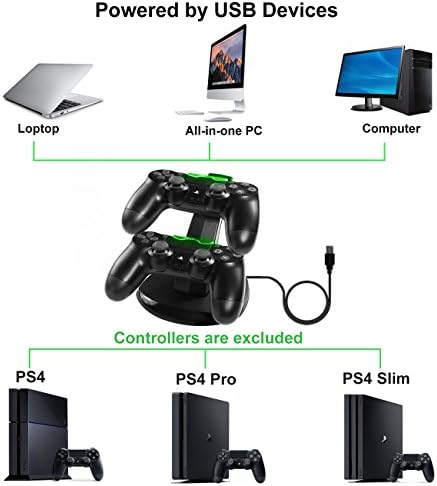 CPPSLEE PS4 Denetleyici Şarj Dock İle IC, USB çifte şarj makinesi İstasyonu Aksesuar için LED Göstergesi ile Playstation 4