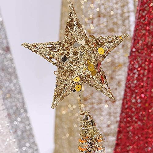 Xınzı DIY Noel Ağacı Dekorasyon Noel Decro Süs Pullu Yıldız Hediye Noel Kapalı Ağacı Topper Pentagram Noel (kırmızı)