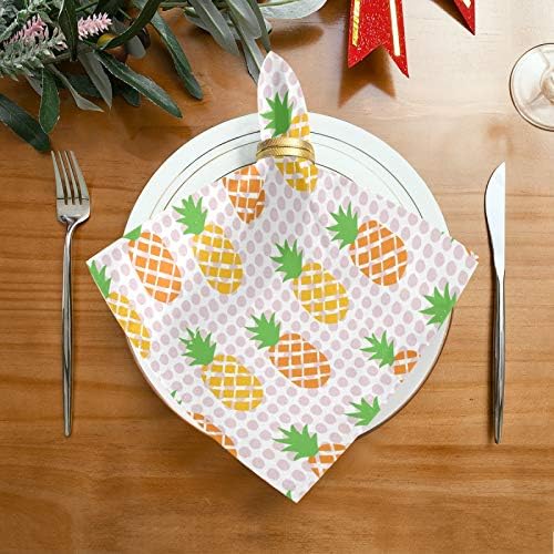 YUEND Aile Ziyafetler Düğün Partiler için Restoran Masa Keten Yemekleri Bez Peçeteler Ananas Desen Noktalar Modern Sanat Baskı