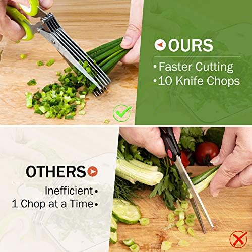 Ot Makas, X-Chef Çok Amaçlı 5 Bıçak mutfak ot makası Ot Kesici ile emniyet Kapağı ve Temizleme Tarak Doğrama için Fesleğen