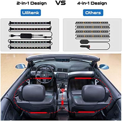 Iç araba ışıkları, 2-in-1 tasarım araba Led şerit ışıkları ile App ve IR uzaktan, 48 LED müzik Sync RGB renkli araba aydınlatma