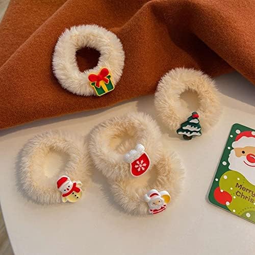 Houchu Tatlı Sevimli Daire Noel Baba Elastik Şapkalar Kar Tanesi Gömme Scrunchies Kadın Saç Bağları Noel Saç Halat Kore Tarzı