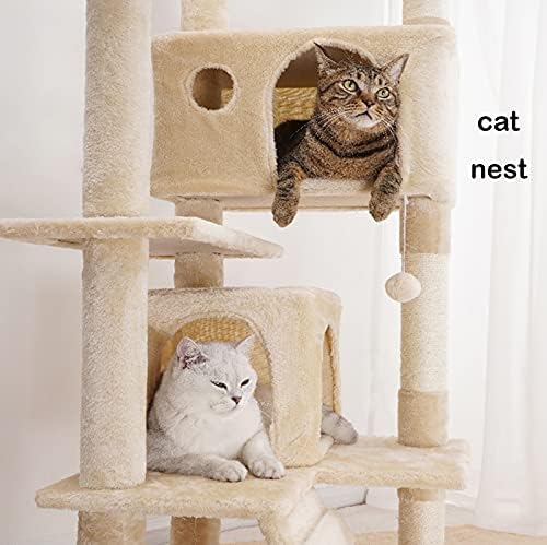 kapalı Kediler için kedi ağacı 51.2 İnç Kedi Kuleleri Platform Destekli Kedi Kınamak Yatak ve Kedi Yuvaları Büyük Kediler için