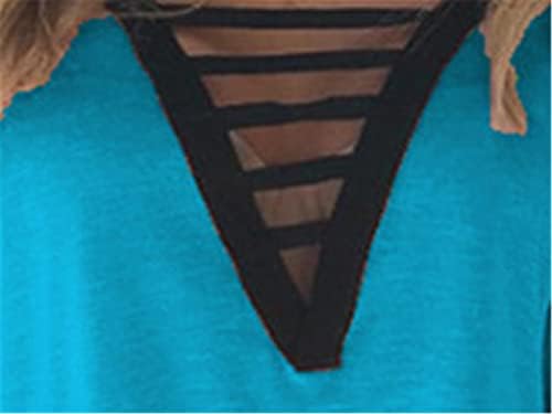 Andongnywell kadın Kısa Kollu Üstleri V Yaka Criss Gömlek Gevşek Fit Tunik Üstleri Hem Rahat Renkli T-Shirt