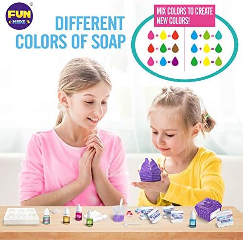 Çocuklar için sabun Kiti, FunKidz DIY Sabun El Sanatları Kitleri KÖK Kristal Banyo Sabunu Kapalı Bilim Etkinliği Kızlar ve