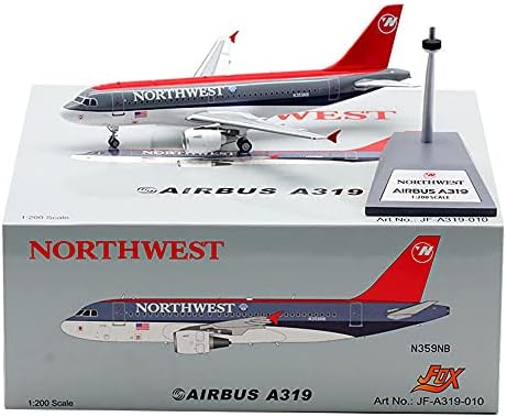 T-Oyuncak 1/200 Ölçekli Airbus A319 Uçağı Kuzeybatı Alaşım Modeli Yetişkin Oyuncaklar ve Hediye, 6.7 İnç x 6.7 İnç