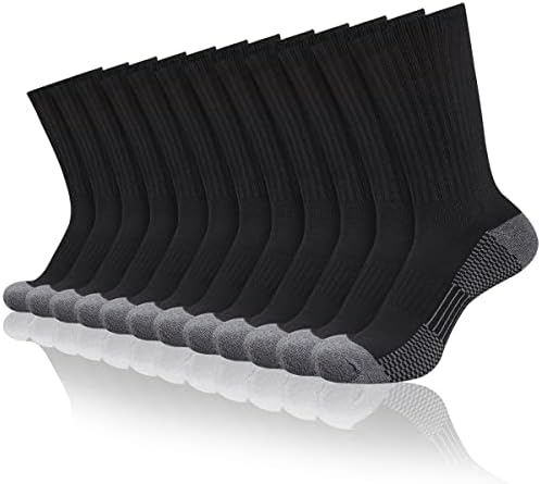 COOVAN 12 Paket Mürettebat Çorap Erkekler için Tam Yastık Nem Esneklik Atletik Çorap