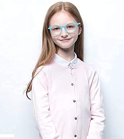 Çocuklar mavi ışık engelleme gözlük kızlar için 6-14 evetler, Anti göz yorgunluğu şeffaf çerçeve bilgisayar gözlük