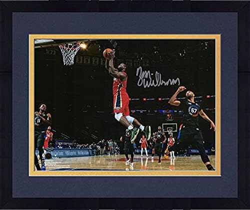 Çerçeveli Zion Williamson New Orleans Pelicans İmzalı 8 x 10 New York Knicks'e Karşı Çıkıyor Fotoğraf İmzalı NBA Fotoğrafları