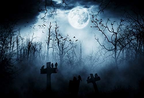 Baocıcco 10x6. 5ft Vinil Cadılar Bayramı Tema Zemin Kasvetli Sahne Fotoğraf Arka Plan Korkunç Mezarlık Mezar Taşı Korkunç Gece