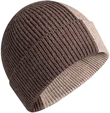 NOGOQU Unisex Bere Şapka Kış Örgü Şapka Sıcak Yün Kafatası Kap Renk Blok Kap Hımbıl Düz Şapka Açık Kaflı Bere Şapka