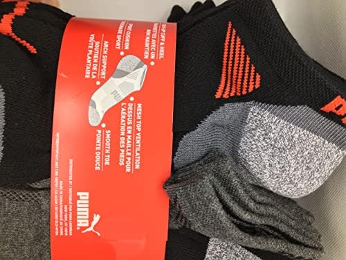 PUMA Mens No Show Low Cut Nem Kontrol Spor Çorapları (Ayakkabı Boyutu 7-11) - Siyah - 12'li Paket