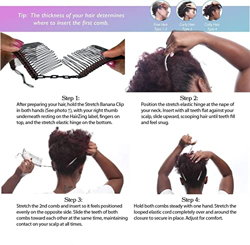Glecurv 4 pcs Muz Saç Klipler Büyük Boyutu Muz Klipler için Kalın Saç Streç ve Ayarlamak Kattığı Hiçbir Kırışık Tarak Aracı