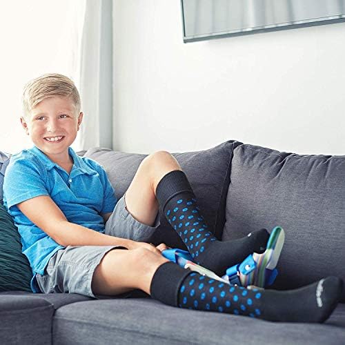 SmartKnit & CoreSpun Çocuklar AFO Arayüz Çorapları - 2 Paket (Beyaz ve Neşeli (Siyah/Koyu Mavi), Çocuk Düzenli)