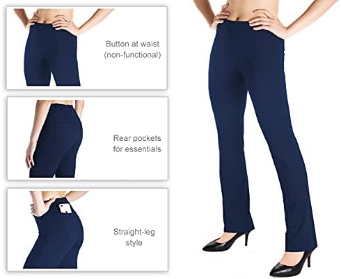 Yogipace, Kemer Döngüler, kadın Petite / Düzenli / Uzun Boylu Düz Bacak Yoga Elbise Pantolon