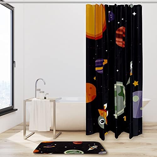 Dış Uzay Galaxy Gezegenler Duş Perde Setleri ile Kilim, su Geçirmez Kumaş Polyester Banyo Duş Perde Liner ile Hooks, 70. 8x70.