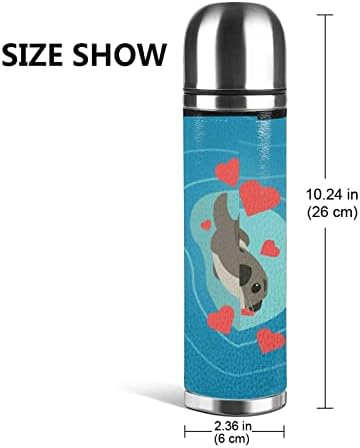 Sevimli su samuru Paslanmaz Çelik Su Şişesi 15 OZ Geniş Ağız Çift Duvar Vakum Yalıtımlı Su Şişesi Sızdırmaz Flask Spor Şişe